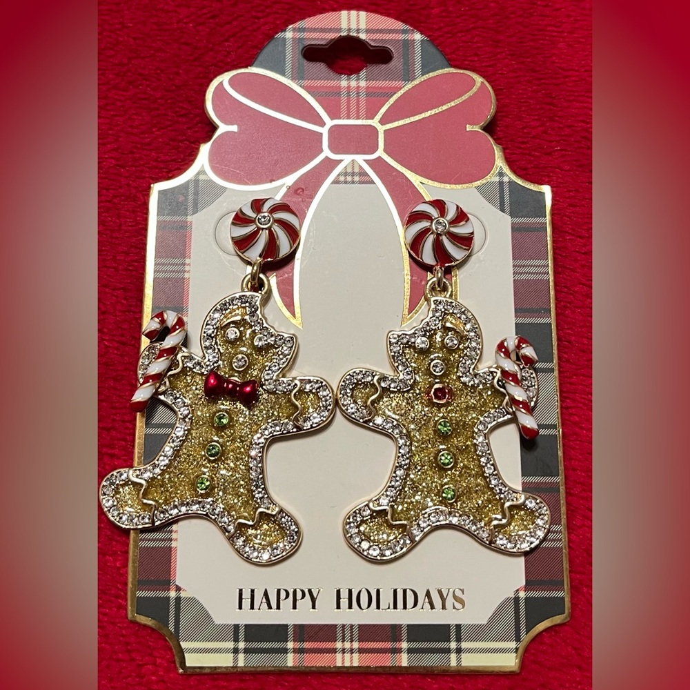 Festive Gingerbread Man Holiday Earrings